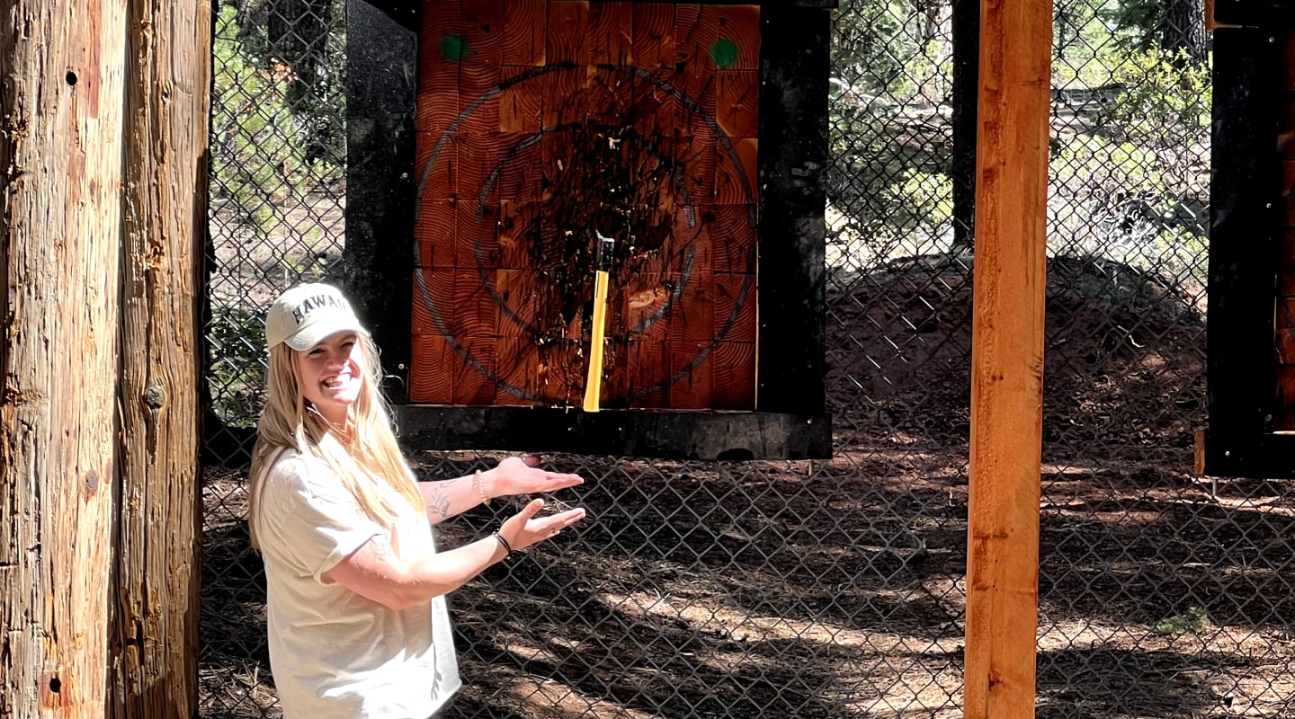 axe throwing by crater lake