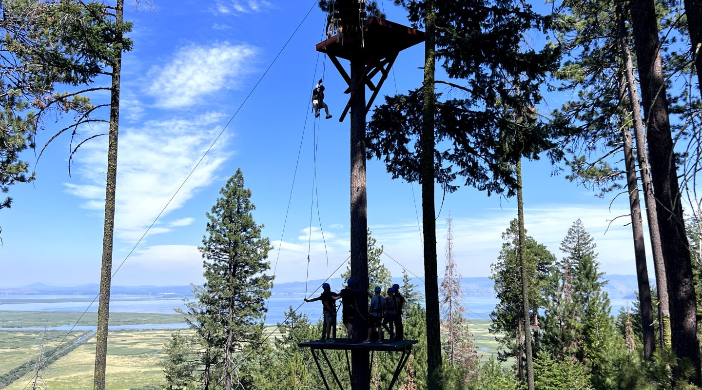 zip lining in crater lake